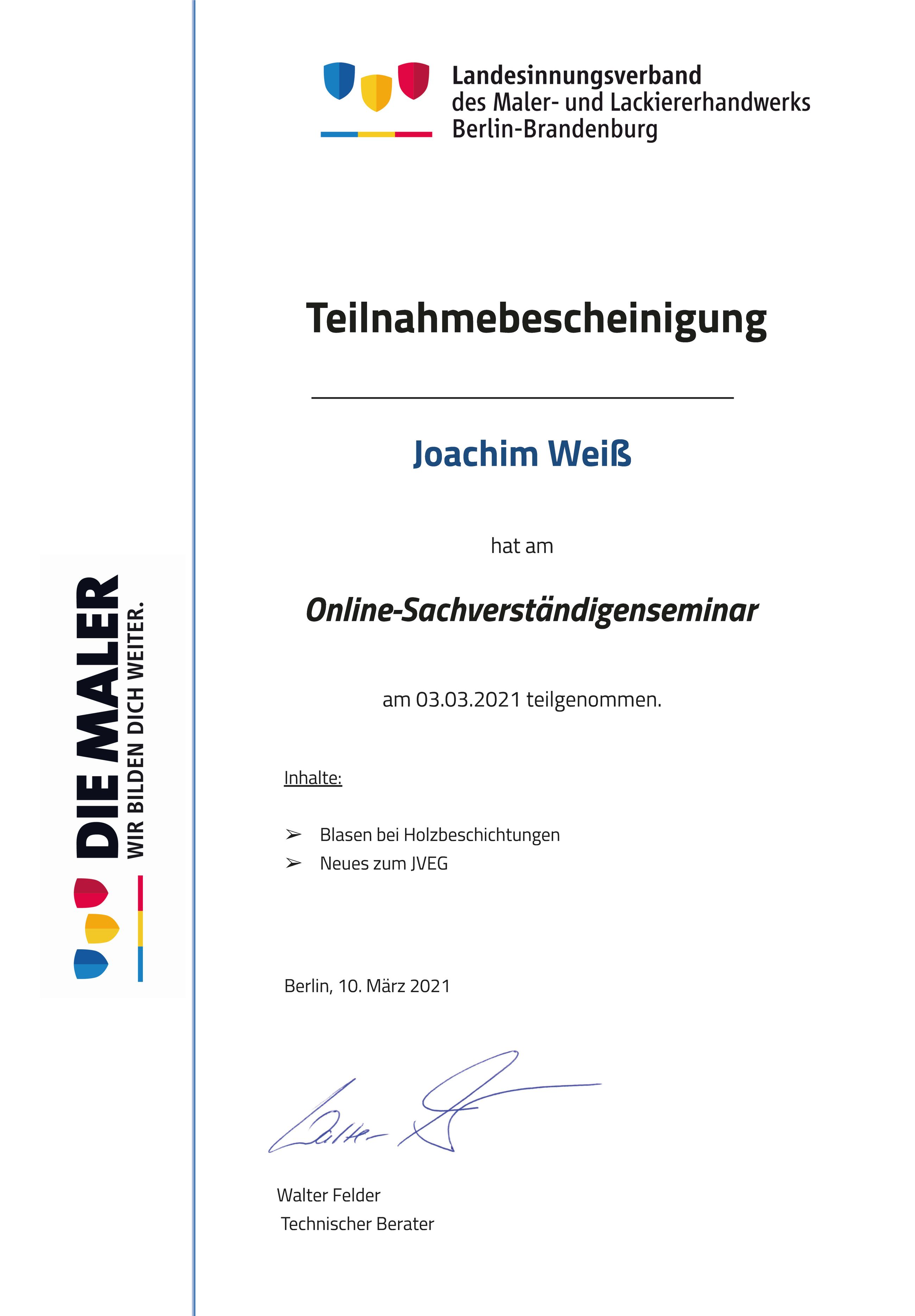 Sachverständigenseminar